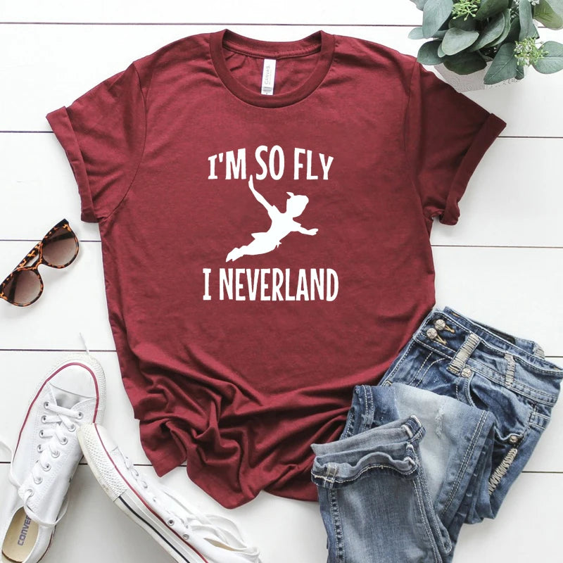 Peter Pan I'm So Fly I Neverland T-Shirt Women Peterpan Neverland Graphic Tee Captain Hook Jake Neverland Pirates Shirt