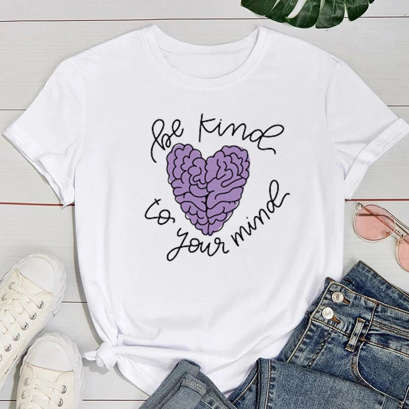 Be Kind   T Shirt Teacher Inspirational Shirt  Women Short Sleeve O Neck Loose Tshirt Summer Women Causal Tee Shirt Tops