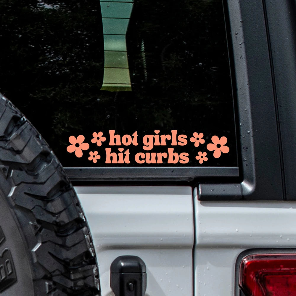 Hot Girls Hit Curbs With Small Stars Vinyl Decals And Stickers Car Styling Vinyl Windows Bumper Decoration Labels