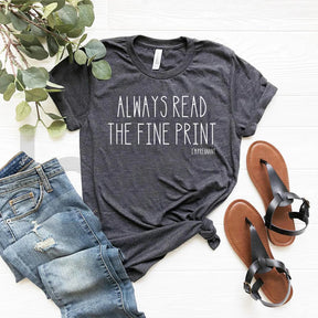 Always Read The Fine Print I'm Pregnant T-Shirt Funny Pregnancy Announcement Tshirts Baby Reveal Shirt Women Casual Tee Tops