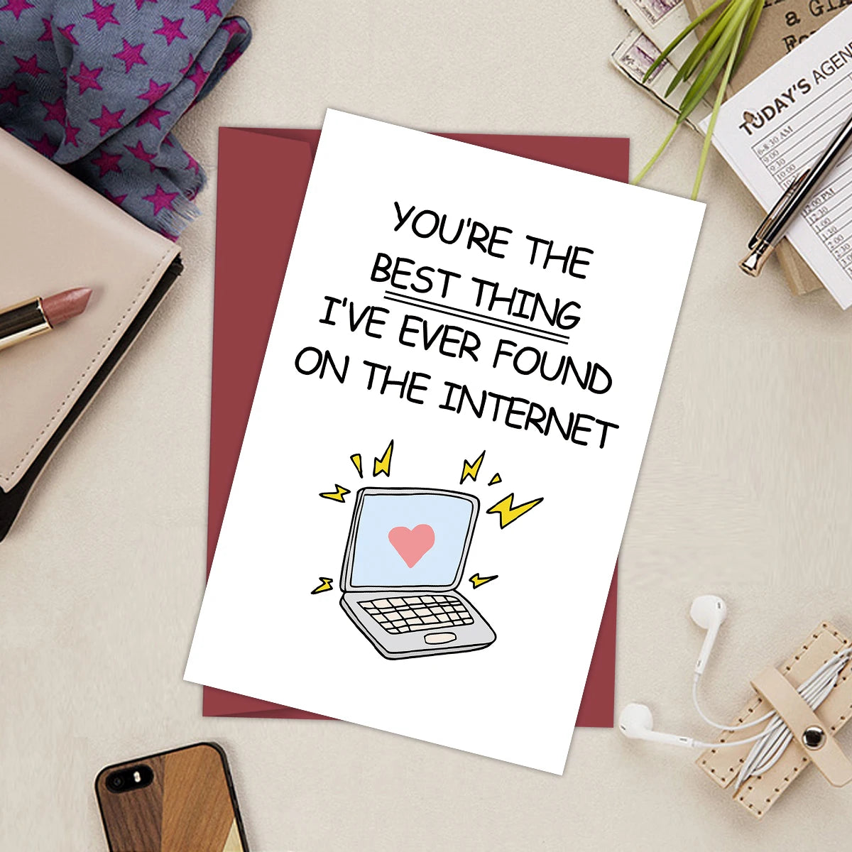 Funny Online Dating Card, Anniversary Card for Him Her, Birthday Card for Online Lover, Cyber Love Greeting Card,