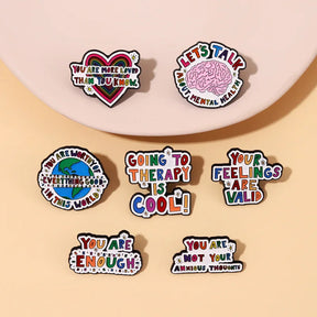 Brain Thinking Inspirational Quotes Enamel Pins You Are More Loved Than You Know Maintain Confidence Lapel Badges Jewelry Gifts