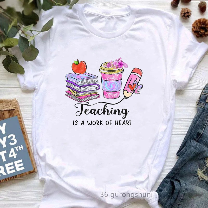 Teaching Is A Walk In The Park Graphic Print T Shirt Women Jurassic Dinosaur Funny Tshirt Femme Teacher Life/Spirit T-Shirt