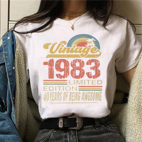 40 Ans 40Th Years Birthday T-Shirts Women Streetwear Funny Tee Girl Harajuku Designer Graphic Clothes Top Women Harajuku Tee