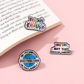 Brain Thinking Inspirational Quotes Enamel Pins You Are More Loved Than You Know Maintain Confidence Lapel Badges Jewelry Gifts