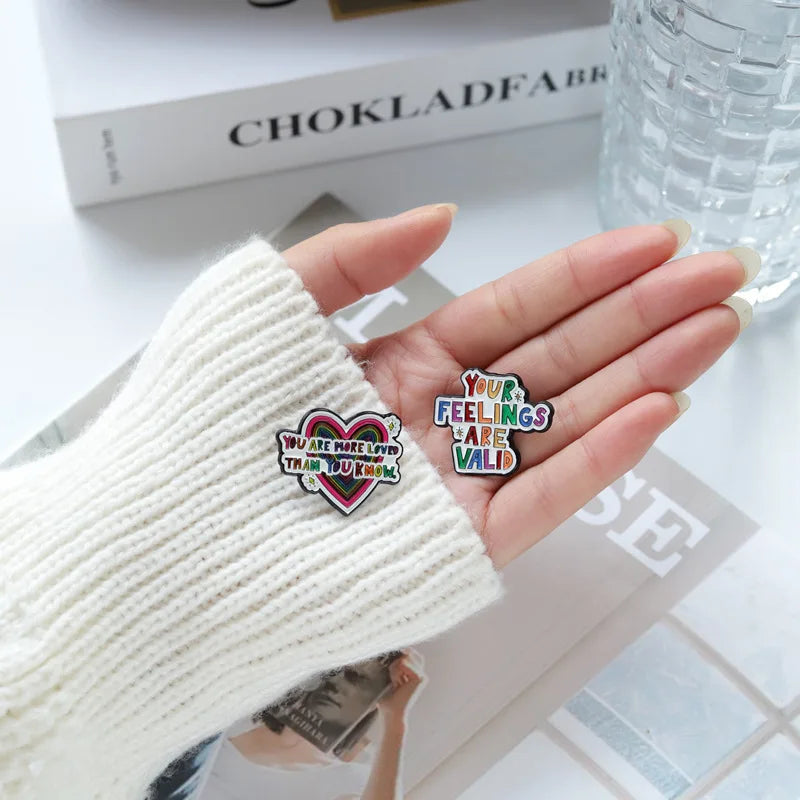 Brain Thinking Inspirational Quotes Enamel Pins You Are More Loved Than You Know Maintain Confidence Lapel Badges Jewelry Gifts