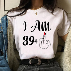 40 Ans 40Th Years Birthday T-Shirts Women Streetwear Funny Tee Girl Harajuku Designer Graphic Clothes Top Women Harajuku Tee