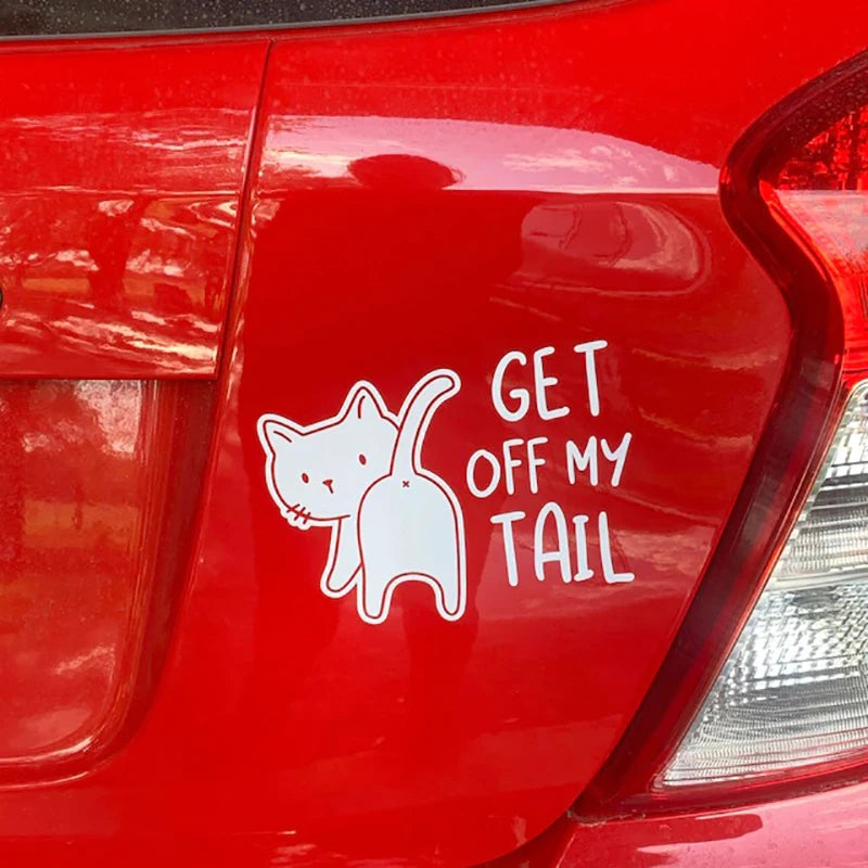 Get Off My Tail Cat Car Decals Vinyl Stickers On Windows Bumpers For Peugeot 207,Nissan qashqai j10,Opel astra k,Opel corsa,Audi