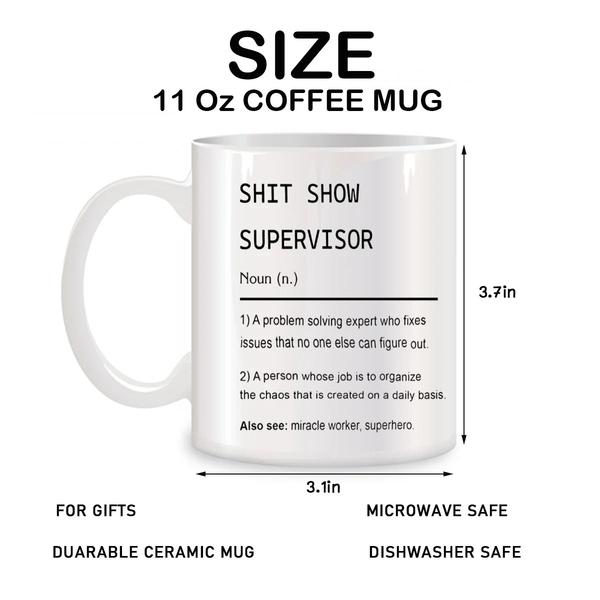 Shit Show Supervisor Mugs For My Boss Gift, Boss Thank You Gift Funny Birthday Gifts Novelty Coffee Ceramic Tea Cups White 11 oz