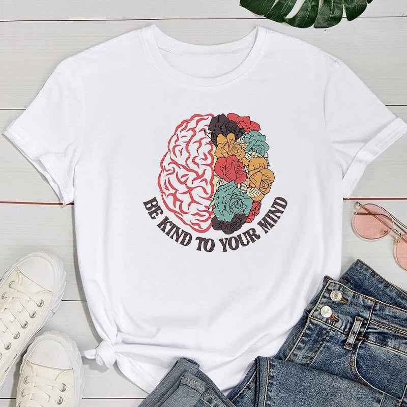 Be Kind   T Shirt Teacher Inspirational Shirt  Women Short Sleeve O Neck Loose Tshirt Summer Women Causal Tee Shirt Tops