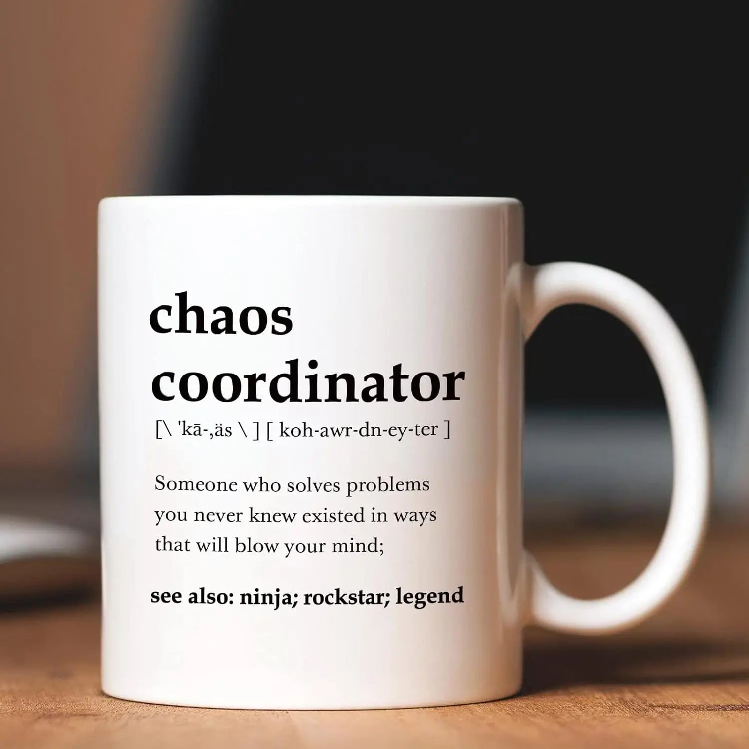 Chaos Coordinator Mugs 
Novelty Coffee Ceramic  Cups  White 11 oz