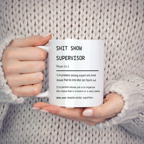 Shit Show Supervisor Mugs For My Boss Gift, Boss Thank You Gift Funny Birthday Gifts Novelty Coffee Ceramic Tea Cups White 11 oz