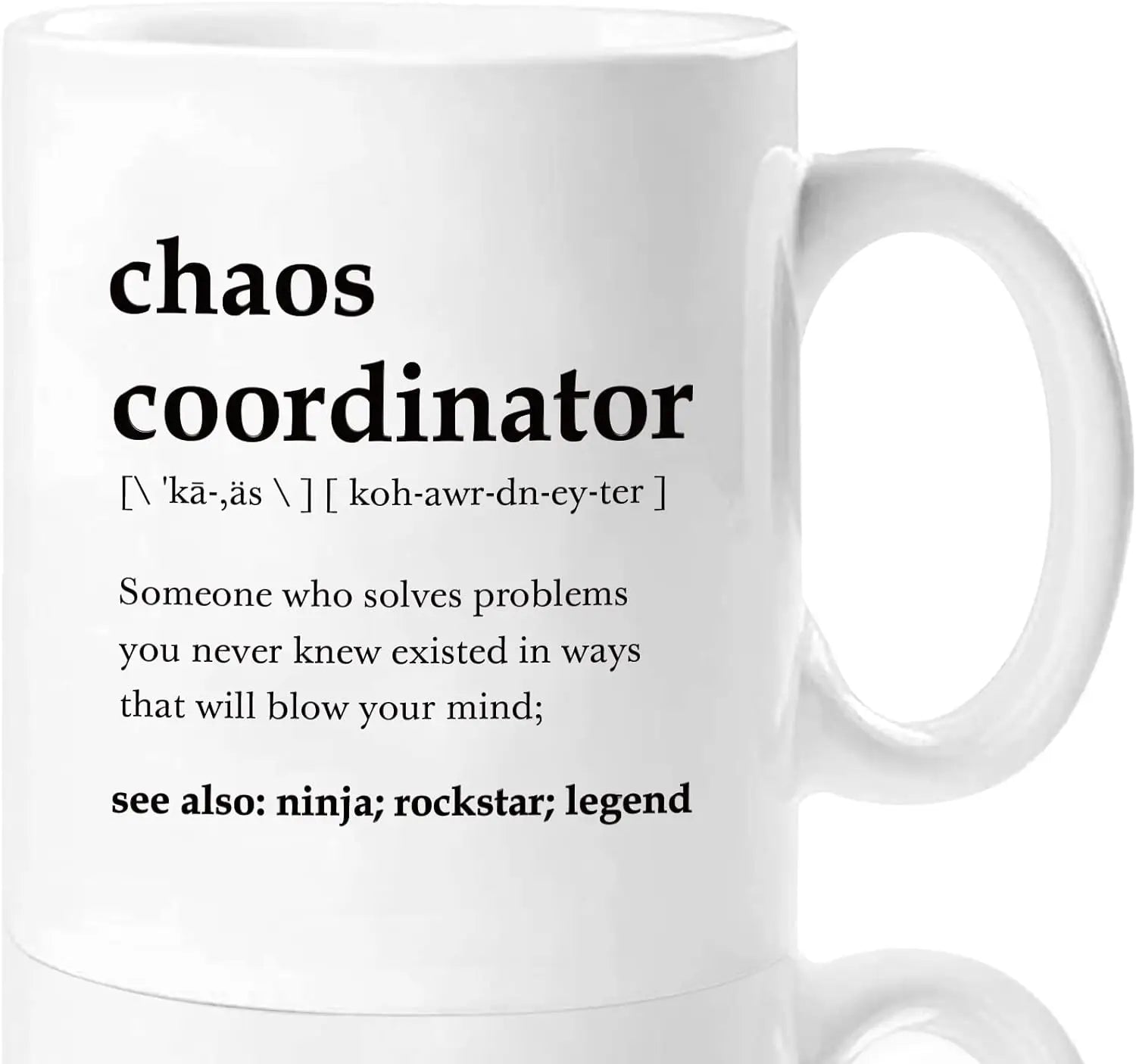 Chaos Coordinator Mugs 
Novelty Coffee Ceramic  Cups  White 11 oz