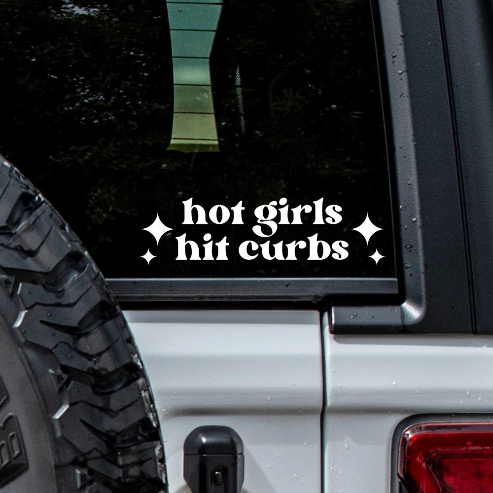 Hot Girls Hit Curbs With Small Stars Vinyl Decals And Stickers Car Styling Vinyl Windows Bumper Decoration Labels