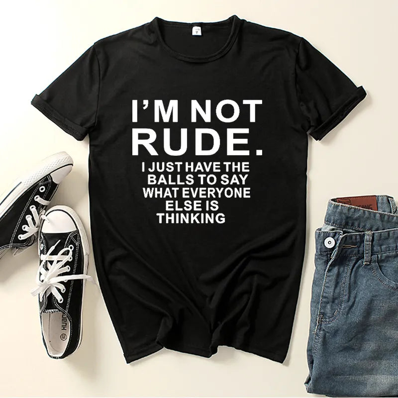 I'm Not Rude Letter Print Women T Shirt Short Sleeve O Neck Loose Women Tshirt Ladies Tee Shirt Tops Clothes Camisetas Mujer