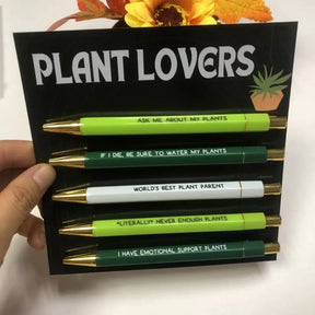 5Pcs Push Type Funny Pens Set Plant Lovers Ballpoint Pens Black Ink Signature Pens Office Gifts Wine Lovers Creative